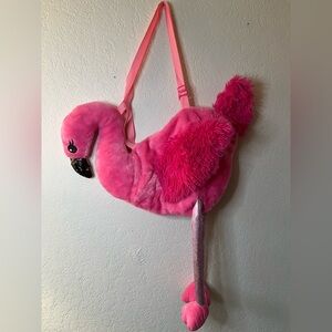 Pink Flamingo Plush Shoulder Bag very large
